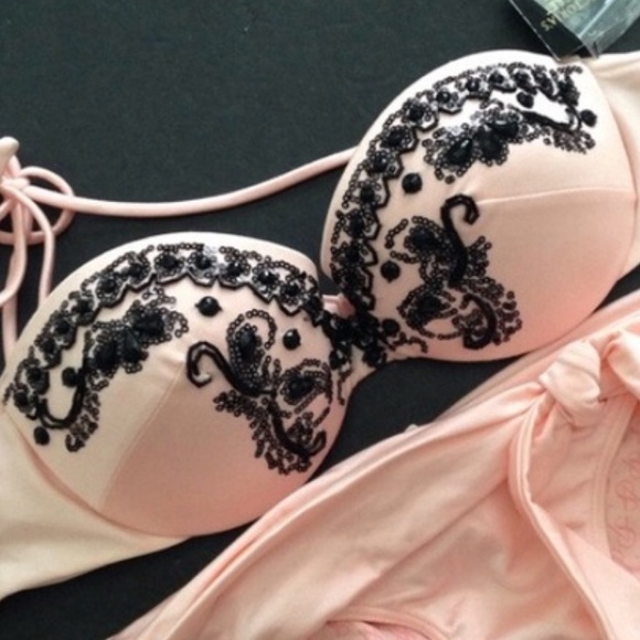 SUPER RARE VICTORIA SECRET Full Bikini Pink & Black Jewels limited edition - Picture 11 of 11